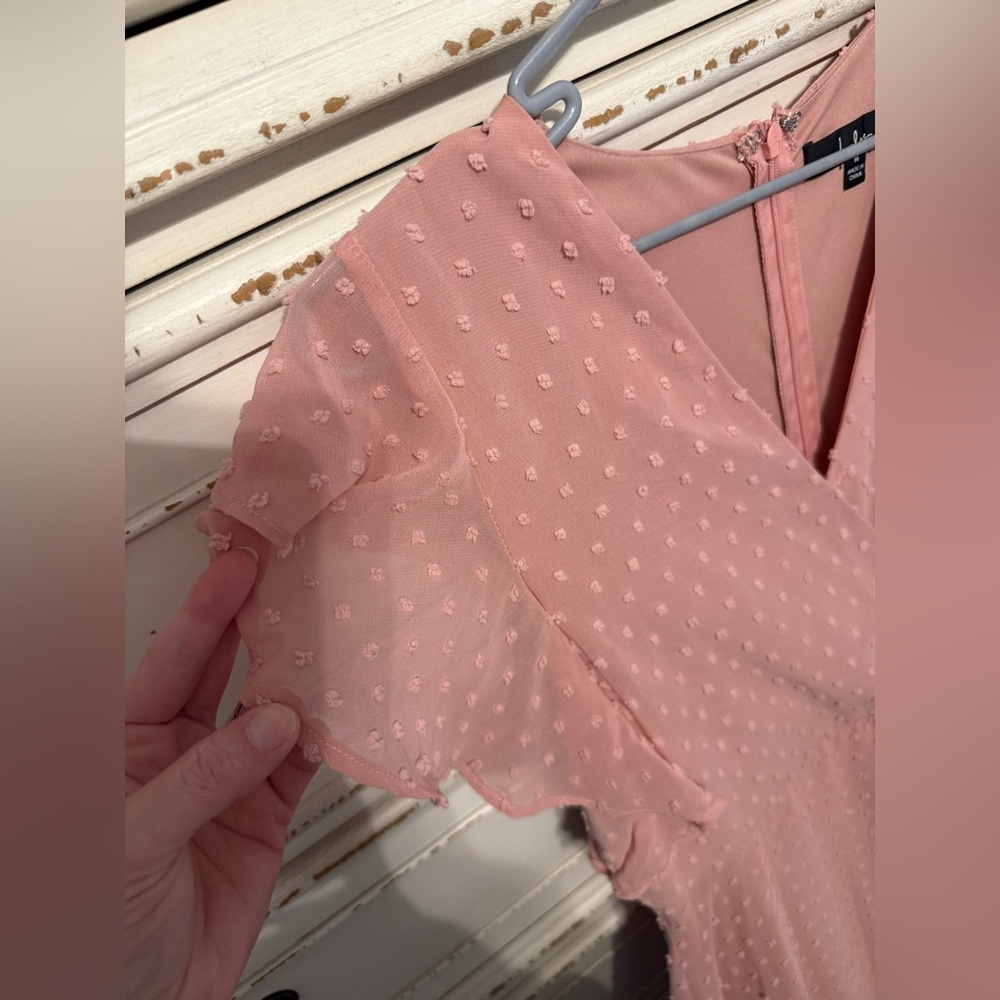 Lulu's Love Story Light Pink Swiss Dot Maxi Dress- Sz Medium Sold Out online! - Picture 4 of 10